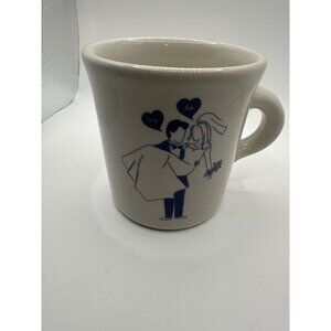 Jason Oranzo Fishs Eddy "We Do" Wedding Themed Ceramic Mug 12 Oz White & Blue De